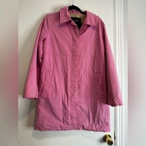 Coach Large Bubble Gum Pink Single Breast Button Trench Coat. Lined.